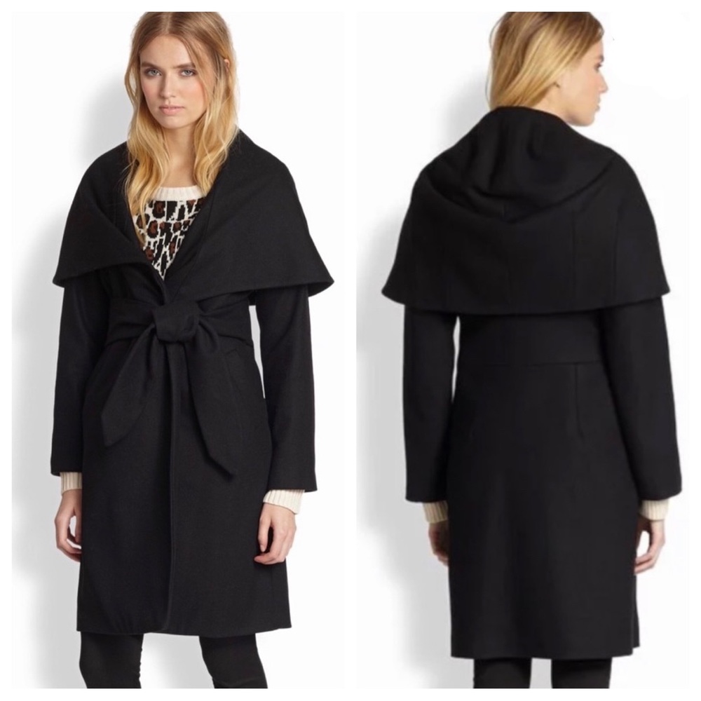 Vintage Mara Hoffman Belted Shawl Collar Coat in Black | 8